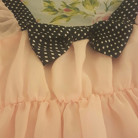 Pink with Black Bow Mini Dress - Picture 3 of 4